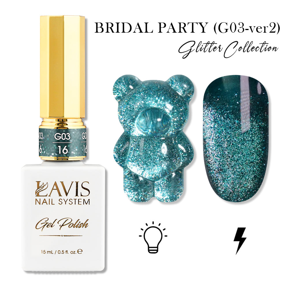 LAVIS 16 (G03-ver2) - Gel Polish 0.5 oz - Bridal Party Glitter Collection