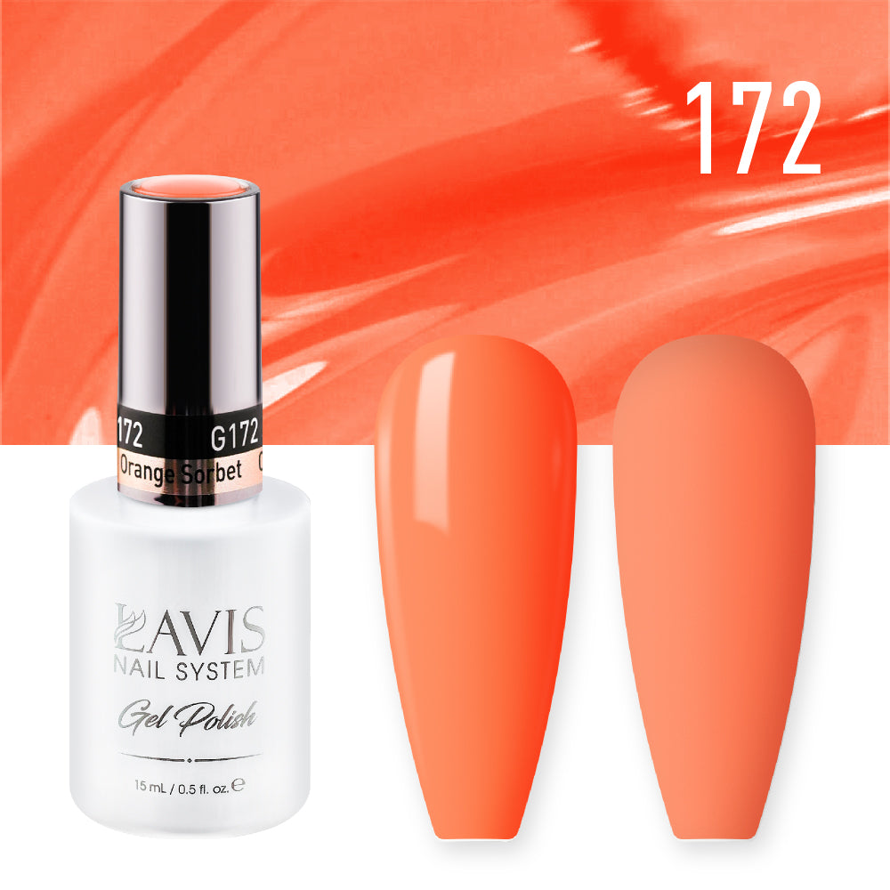 LAVIS 172 Orange Sorbet - Gel Polish & Matching Nail Lacquer Duo Set - 0.5oz