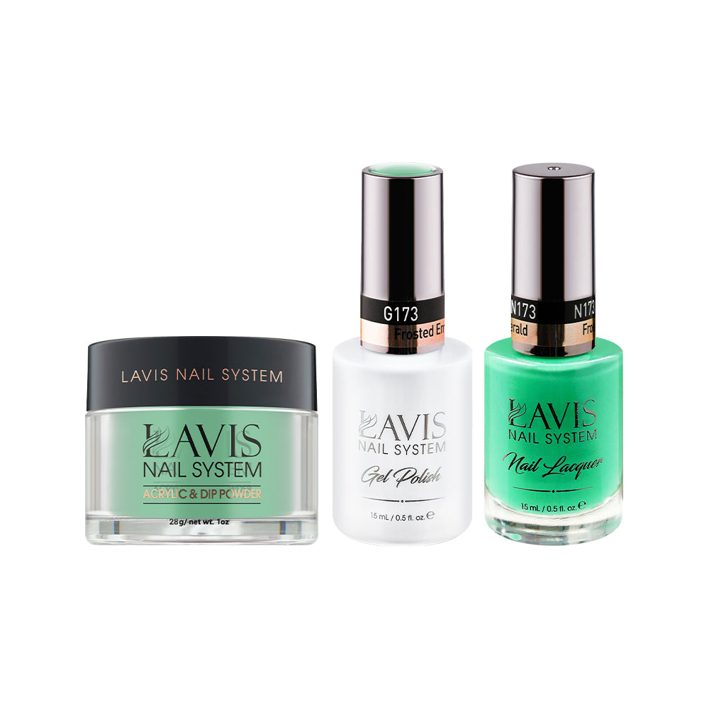 LAVIS 3 in 1 - 173 Frosted Emerald - Acrylic & Dip Powder (1oz), Gel & Lacquer