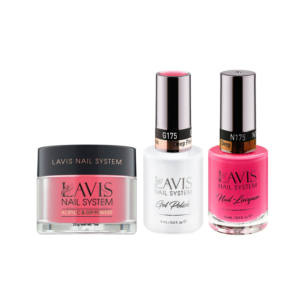 LAVIS 3 in 1 - 175 Deep Pink - Acrylic & Dip Powder (1oz), Gel & Lacquer