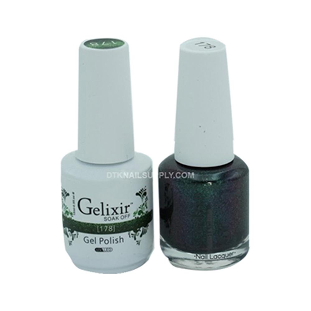  Gelixir Gel Nail Polish Duo - 178 Green Glitter Colors by Gelixir sold by DTK Nail Supply