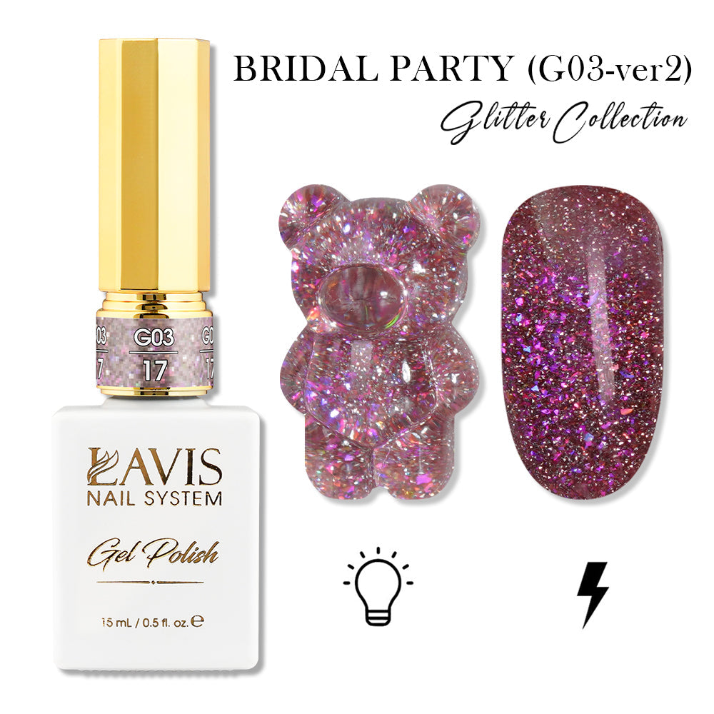 LAVIS 17 (G03-ver2) - Gel Polish 0.5 oz - Bridal Party Glitter Collection
