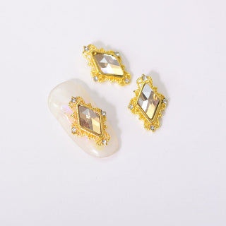 LX2 #153-156 2PCS Framed Diamond Shape Rhinestone Nail Charm