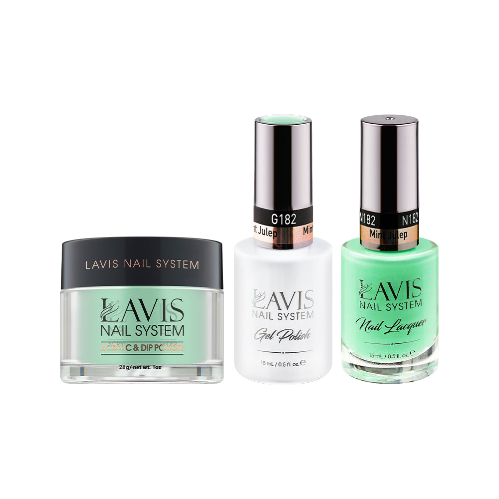 LAVIS 3 in 1 - 182 Mint Julep - Acrylic & Dip Powder (1oz), Gel & Lacquer