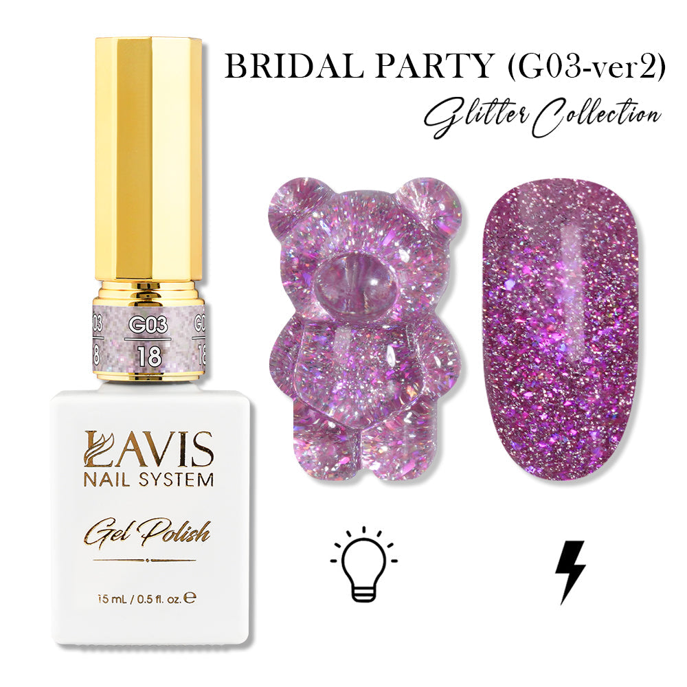 LAVIS 18 (G03-ver2) - Gel Polish 0.5 oz - Bridal Party Glitter Collection