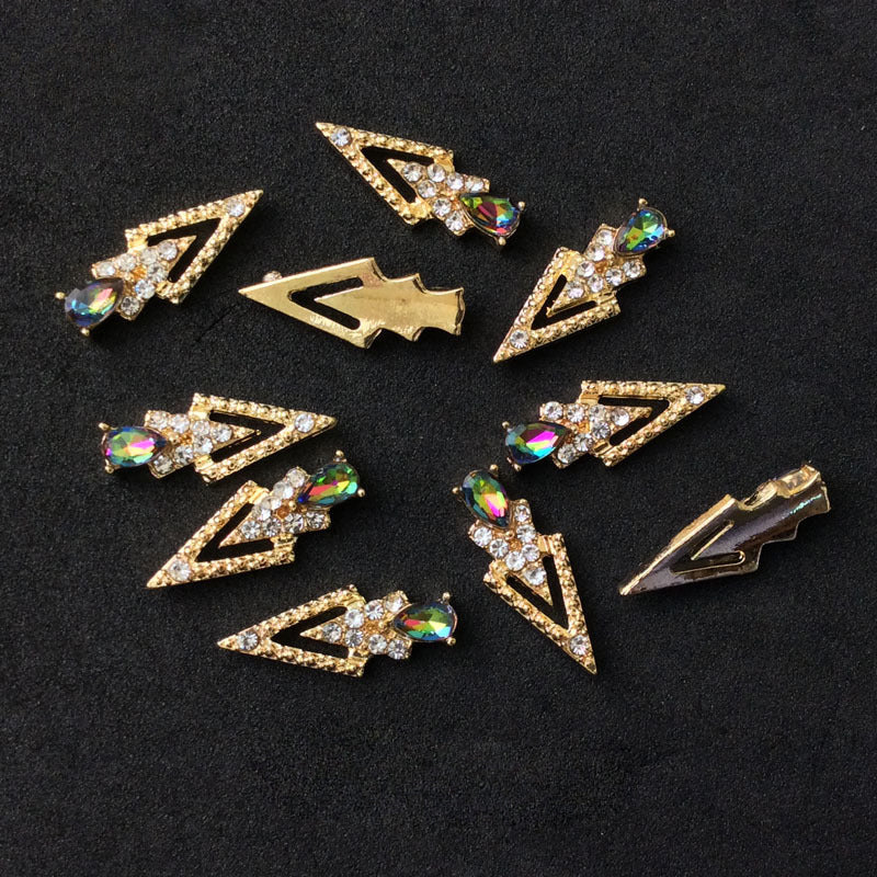 LX2 #200-215 2PCS Rhinestone Double Arrow Nail Charm