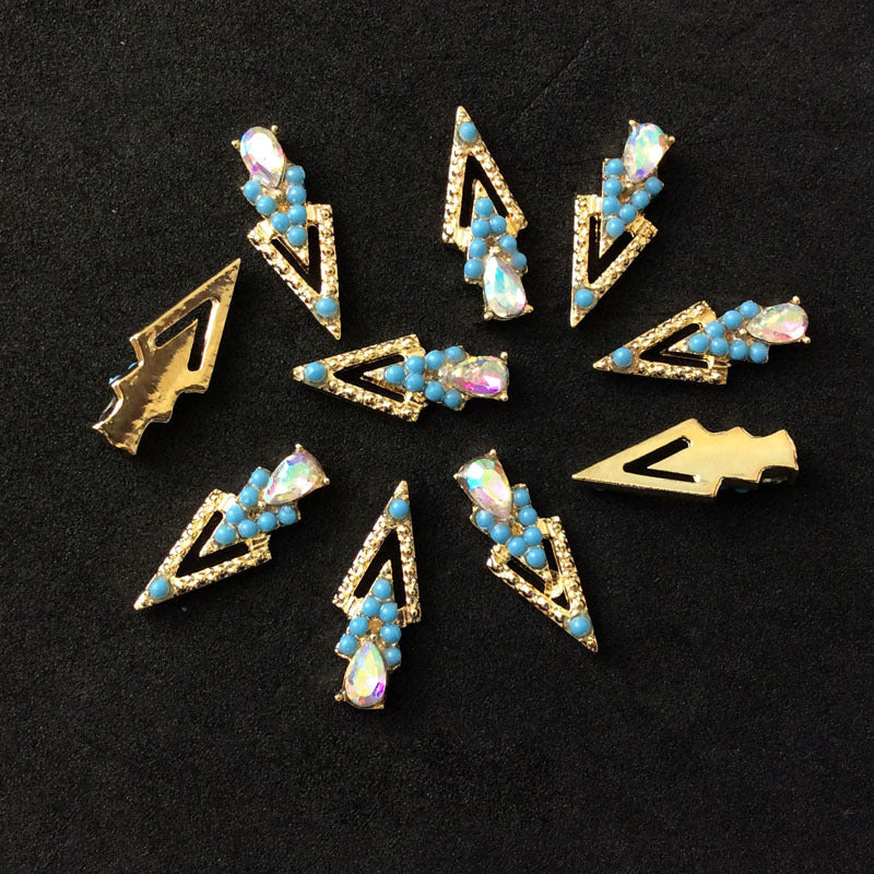 LX2 #200-215 2PCS Rhinestone Double Arrow Nail Charm