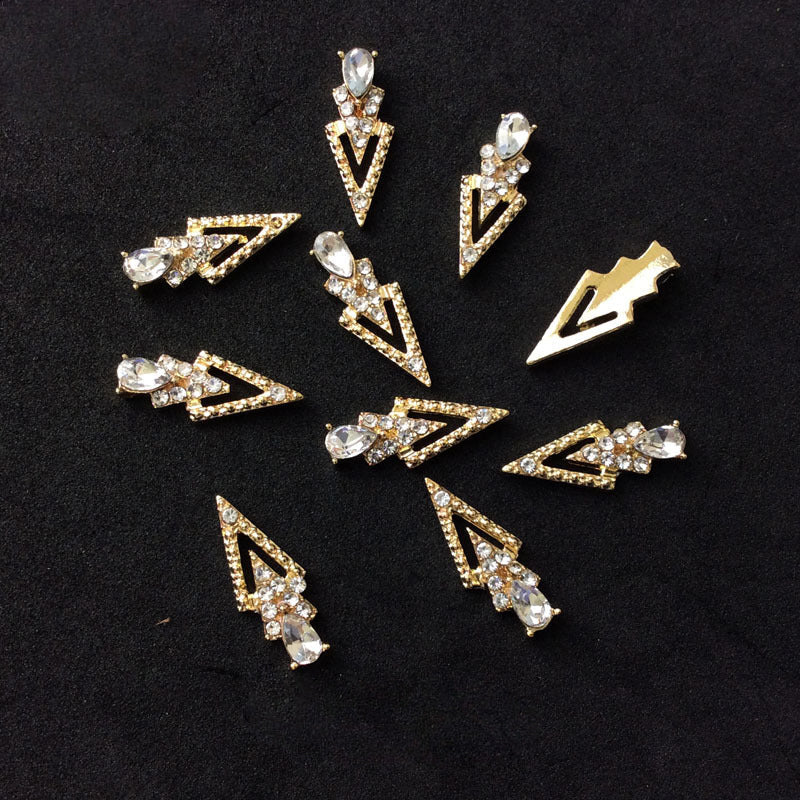 LX2 #200-215 2PCS Rhinestone Double Arrow Nail Charm