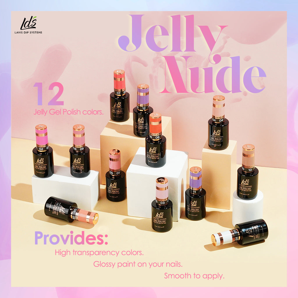 Jelly Gel Polish Colors - LDS 12 Hint of Violet - Nude Collection