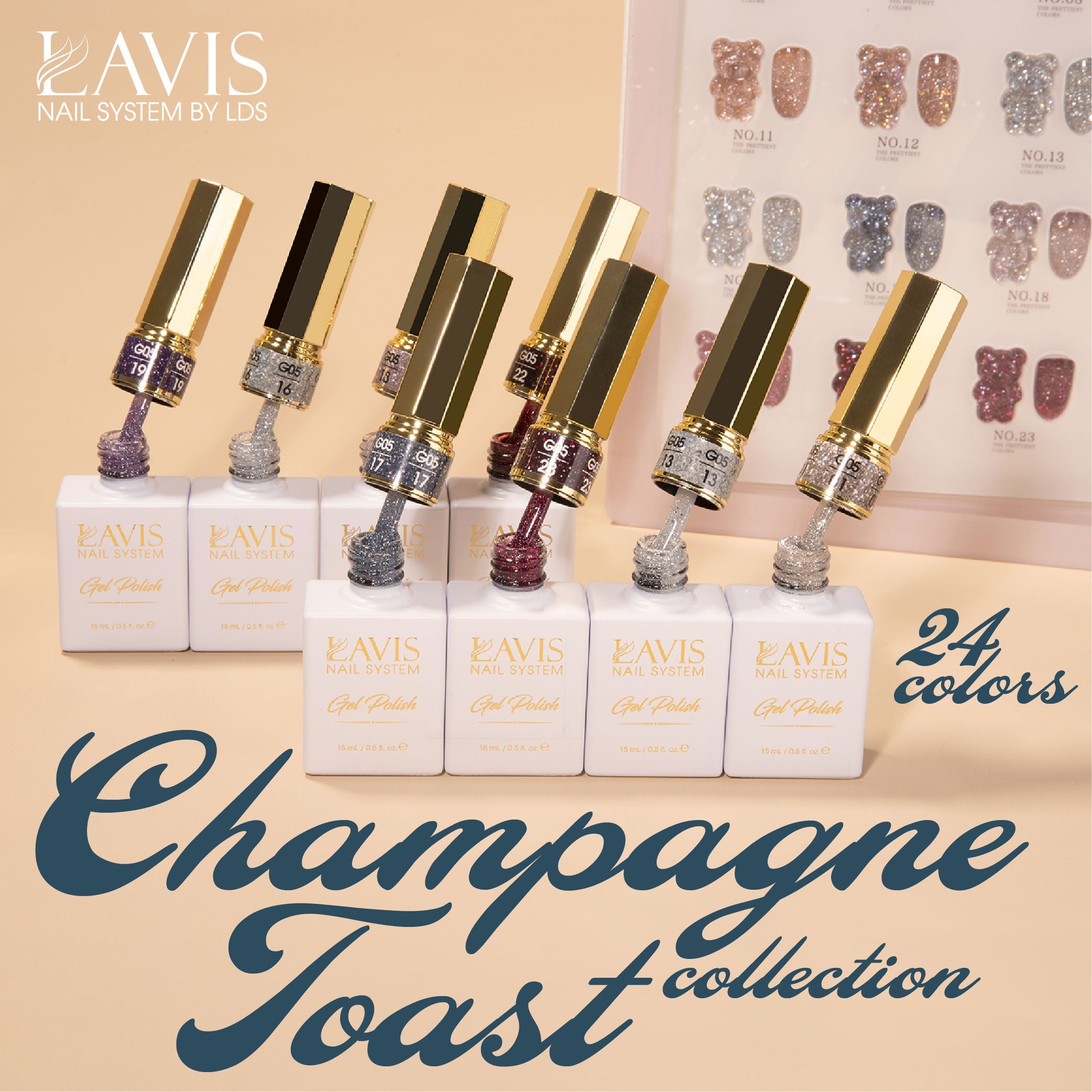 LAVIS Glitter G05 - 05 - Gel Polish 0.5oz - Champagne Toast Glitter Collection