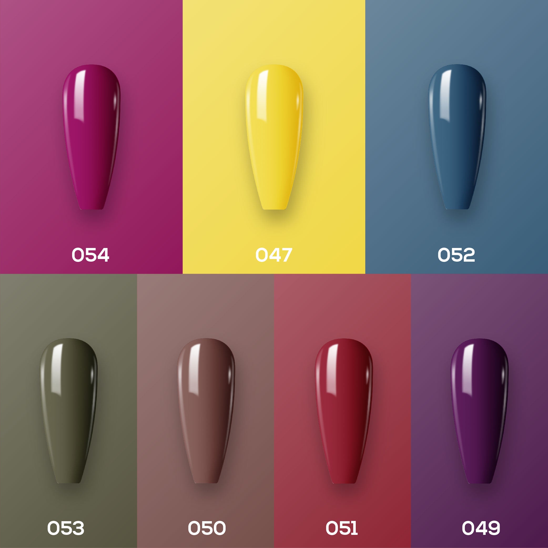 Lavis Holiday Collection: 7 Gel Polishes, 1 Base Gel, 1 Top Gel - PASSION IN PARIS - 054, 047, 052, 053, 050, 051, 049 + BT