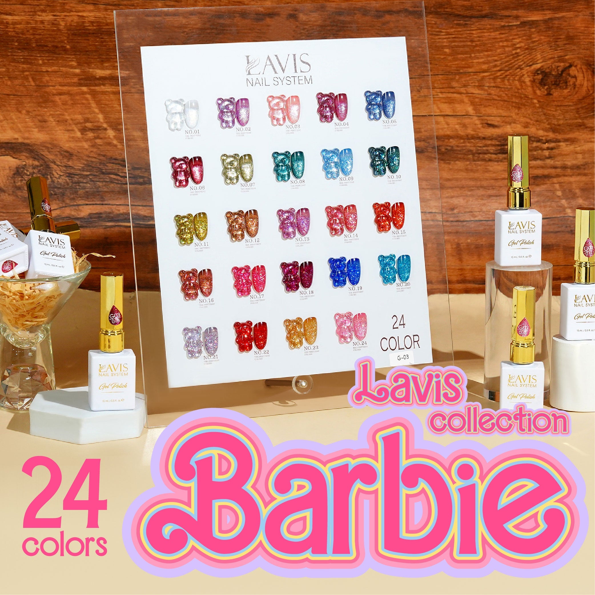 LAVIS Glitter G03 - 09 - Gel Polish 0.5 oz - Barbie Collection