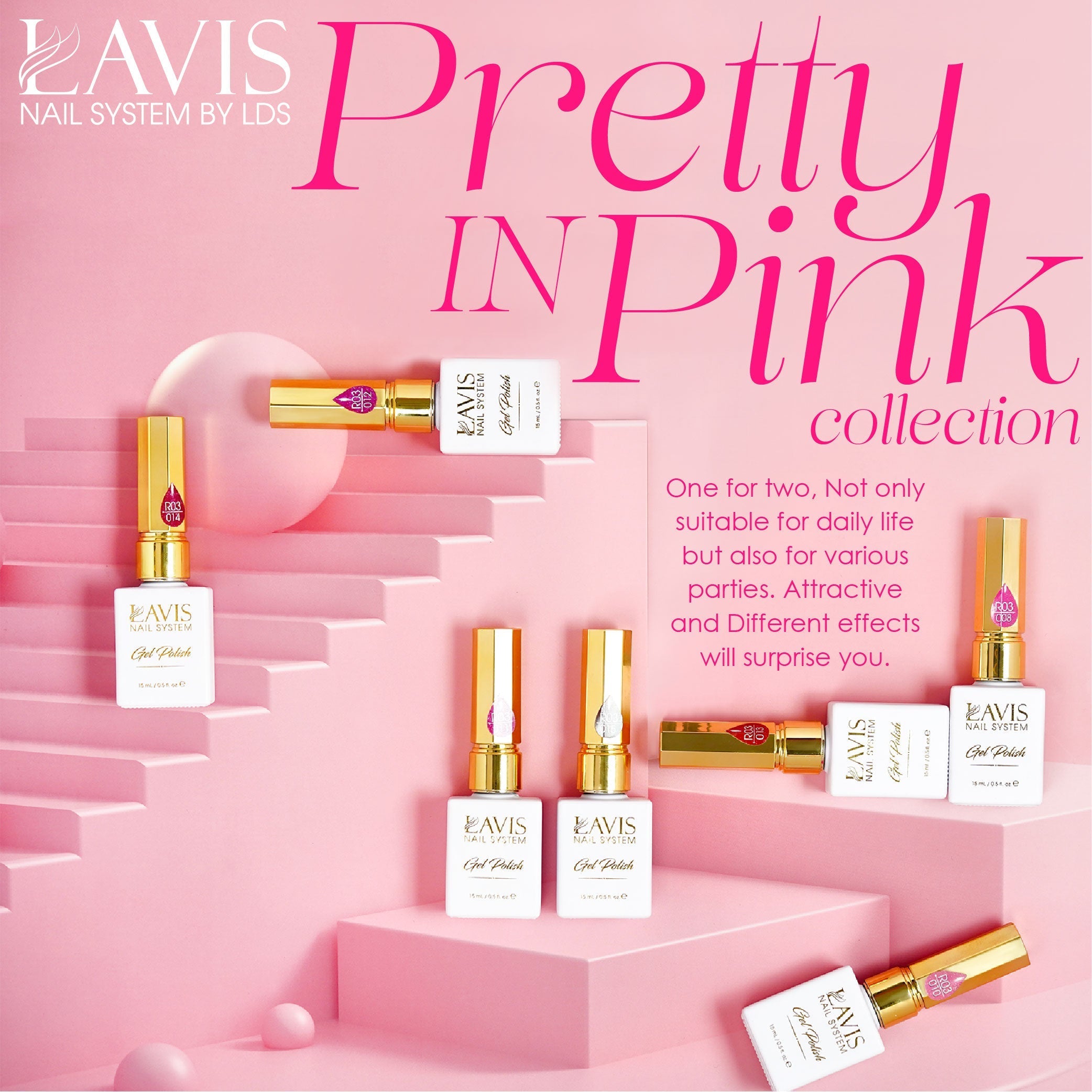 LAVIS Reflective R03 - 01 - Gel Polish 0.5 oz - Pretty In Pink Collection