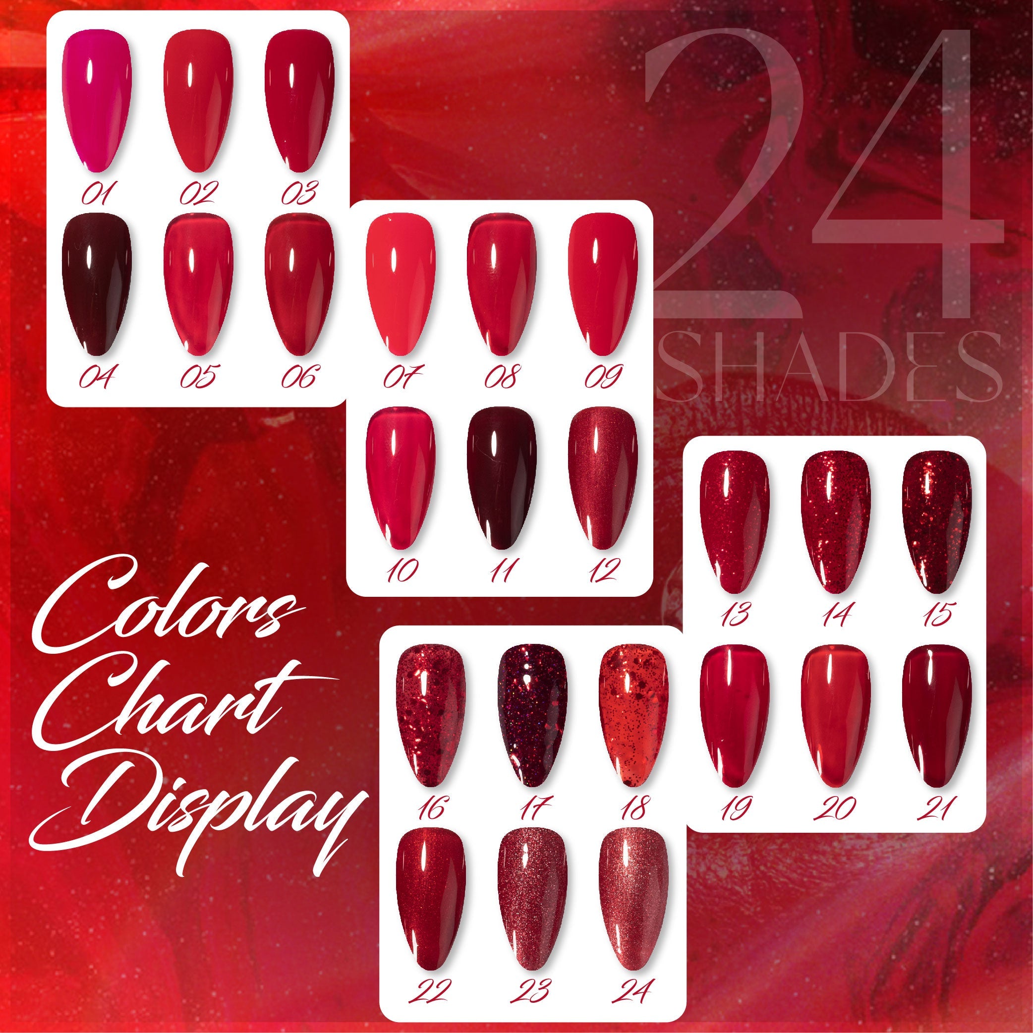 LAVIS C02 - Set 24 Colors - Gel Polish 0.5 oz - Scarlet Bloom Collection V2