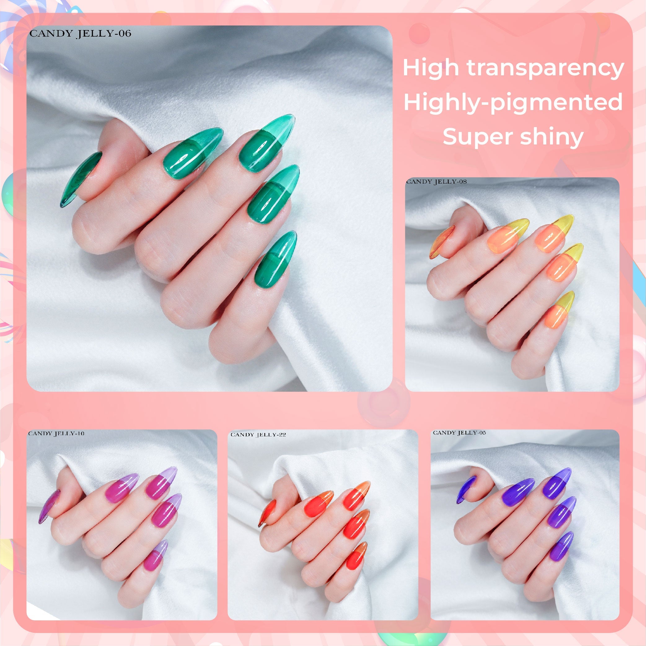 Jelly Gel Polish Colors - Lavis J02-07 - Candy Collection