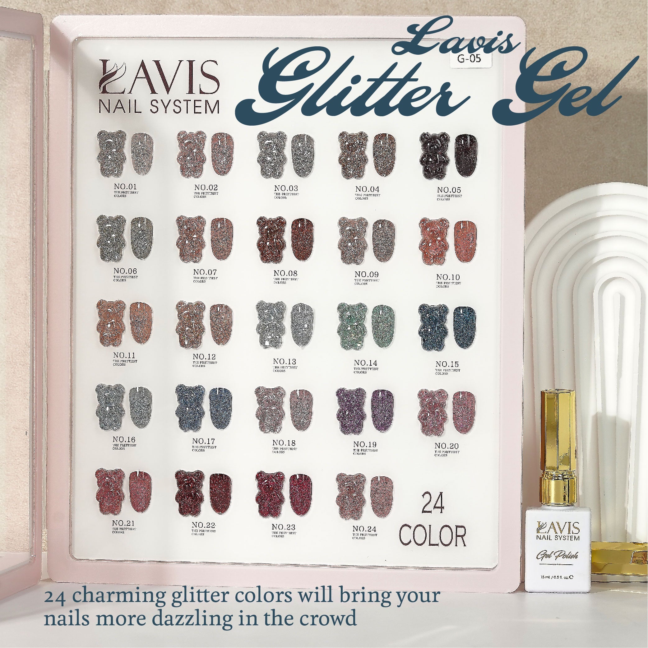 LAVIS Glitter G05 - 11 - Gel Polish 0.5oz - Champagne Toast Glitter Collection