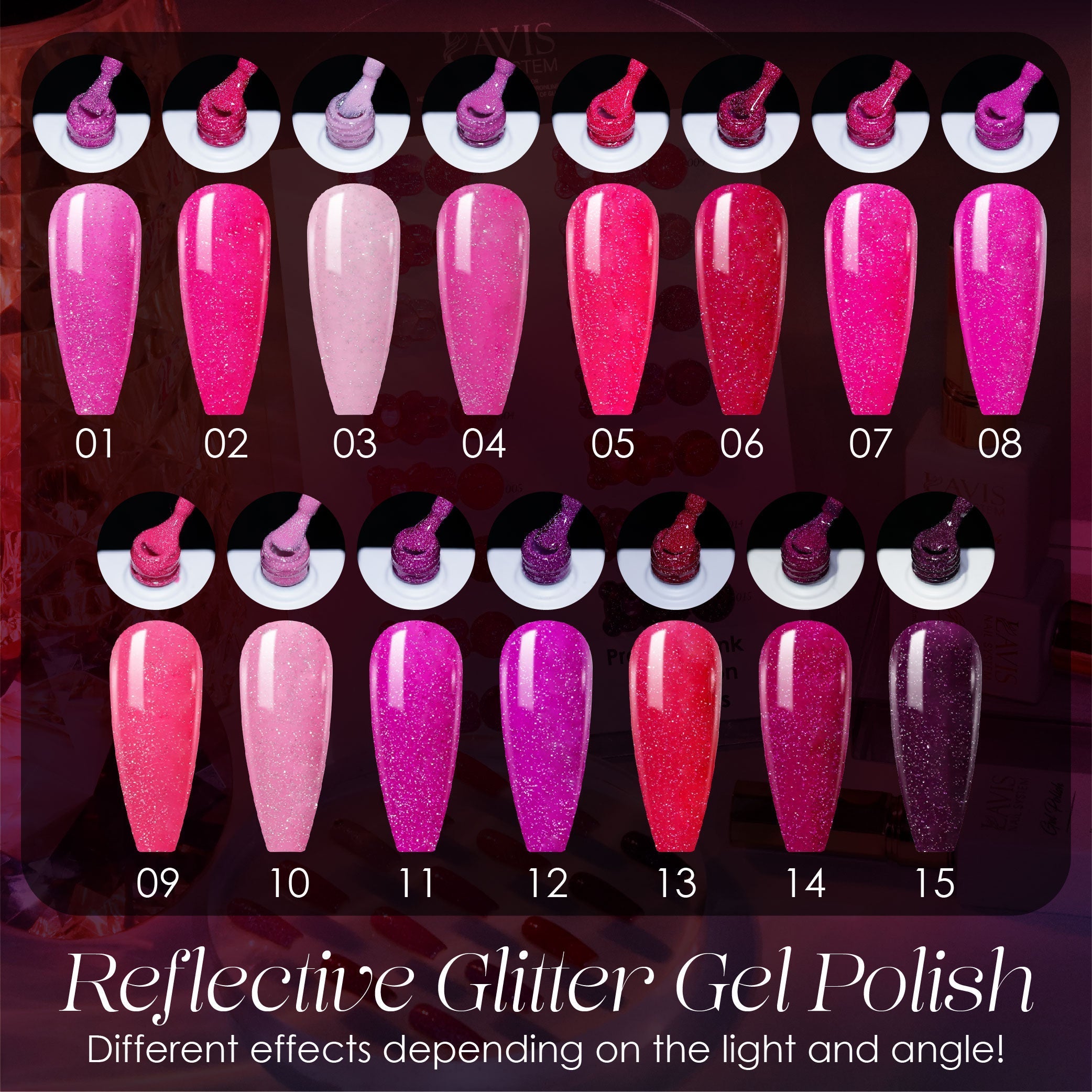 LAVIS Reflective R03 - 06 - Gel Polish 0.5 oz - Pretty In Pink Collection