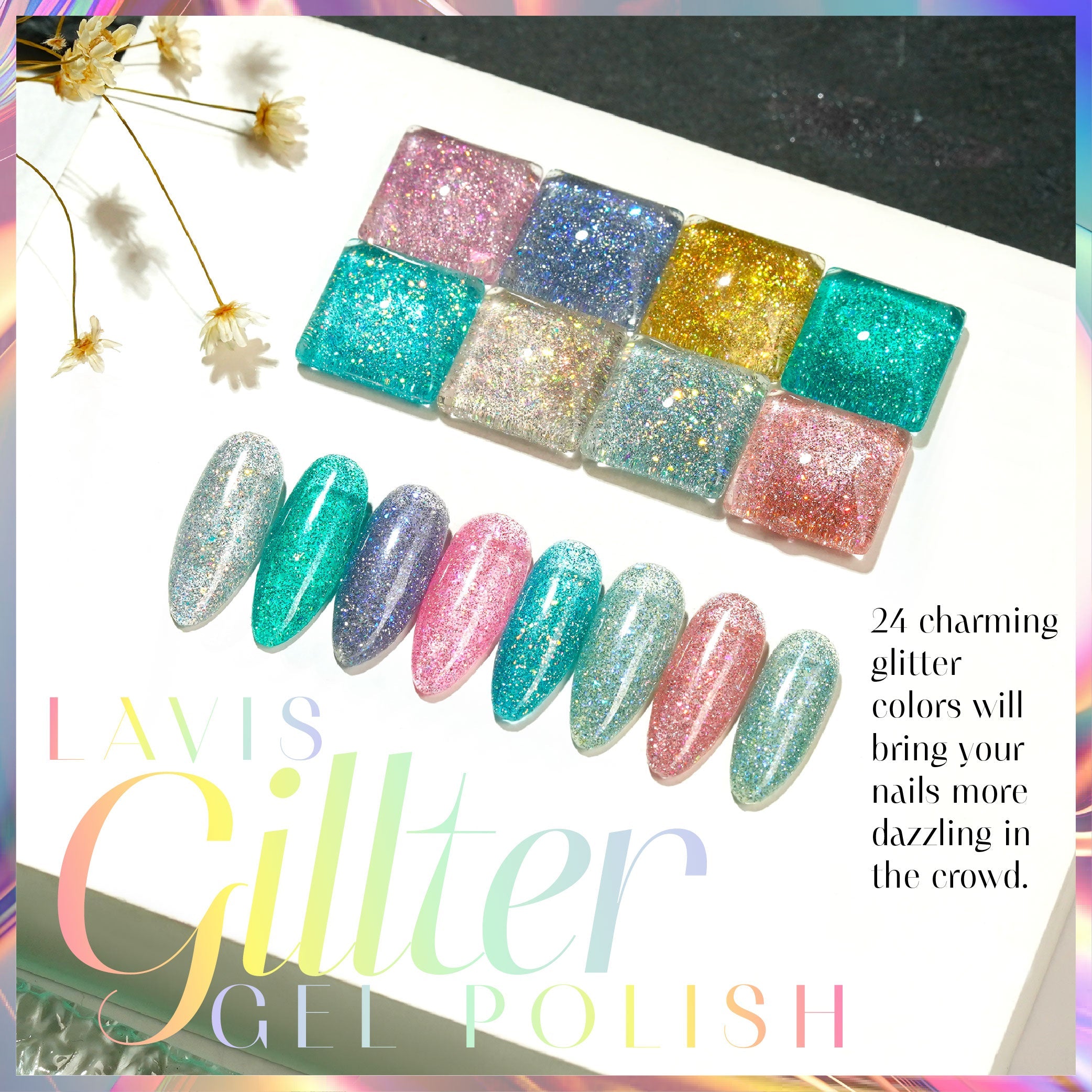 LAVIS Glitter G04 - 24 - Gel Polish 0.5 oz - Couture Collection
