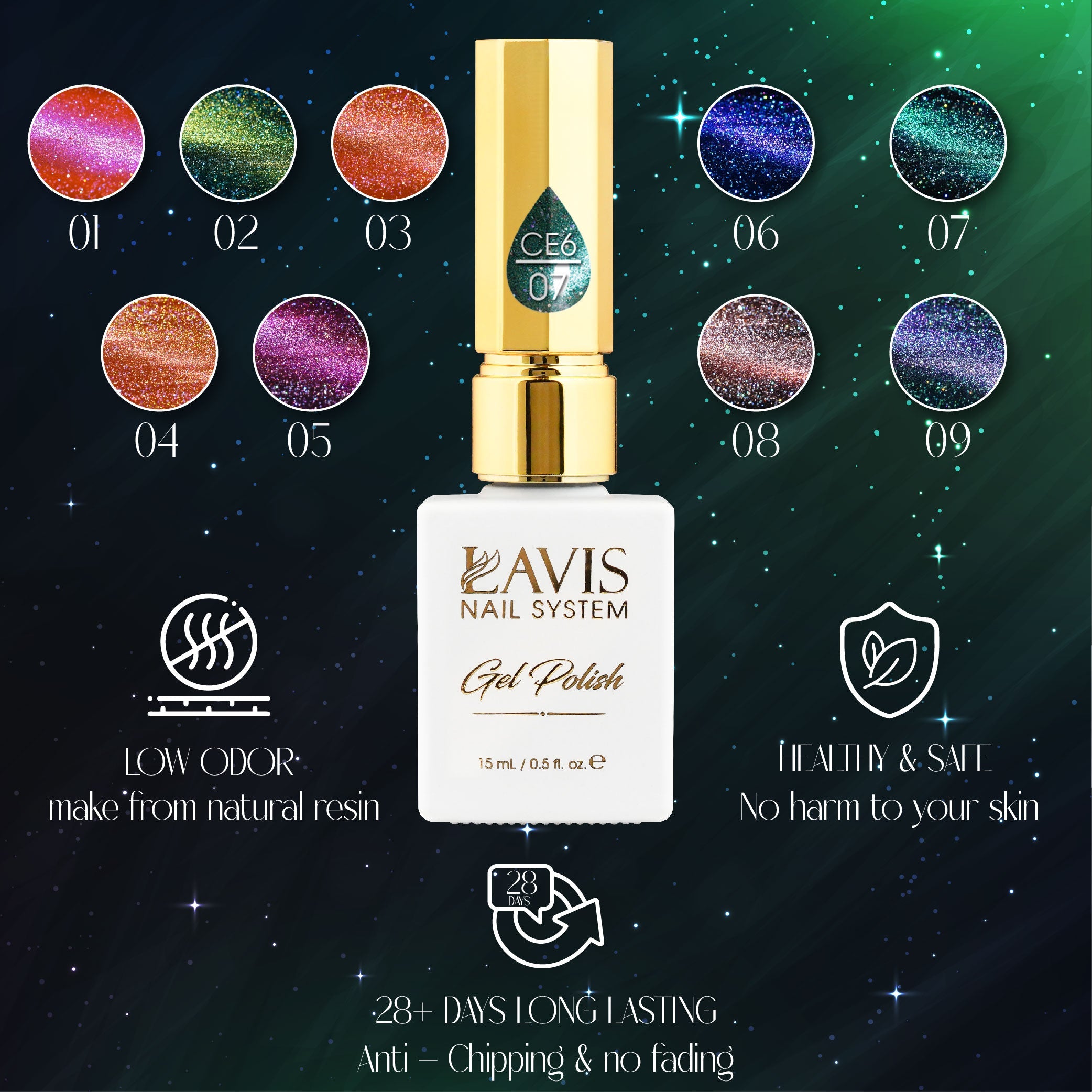 LAVIS Cat Eye CE6 - 01 - Gel Polish 0.5 oz - Starlight Collection