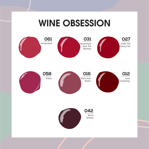Lavis Holiday Collection: 7 Gel Polishes, 1 Base Gel, 1 Top Gel - WINE OBSESSION - 061; 031; 027; 058; 016; 012; 042 + BT