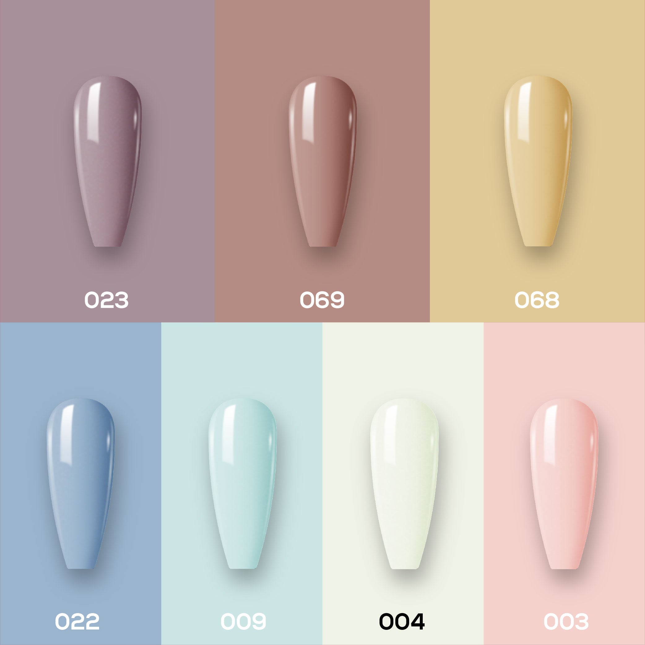 Lavis Holiday Collection: 7 Gel Polishes, 1 Base Gel, 1 Top Gel - SWEET TALK - 023, 069, 068, 022, 009, 004, 003 + BT