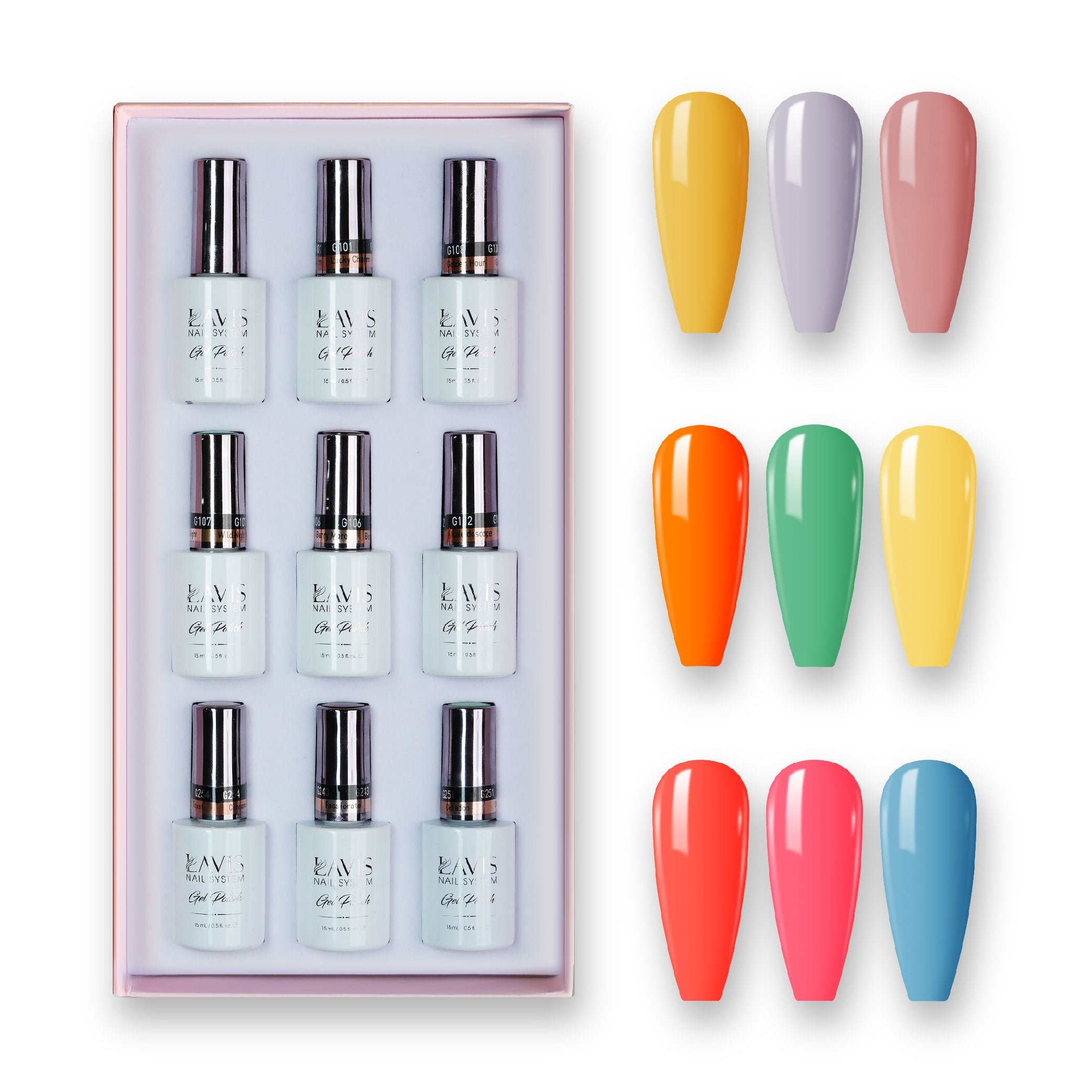 9 Lavis Holiday Gel Nail Polish Collection - SET 10 - 160; 137; 132; 089; 182; 146; 164; 178; 168