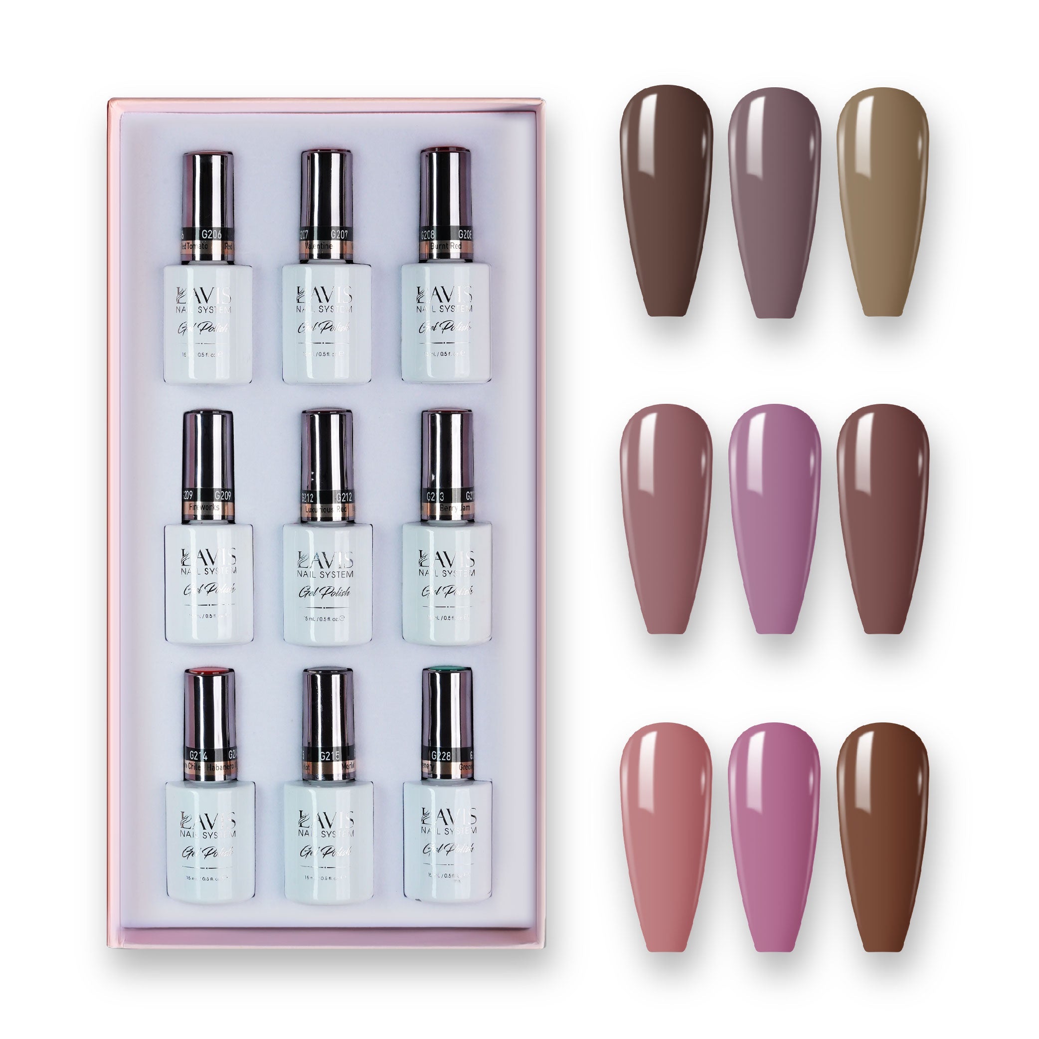 9 Lavis Holiday Gel Nail Polish Collection - SET 17 - 253; 254; 255; 256; 257; 258; 259; 260; 261