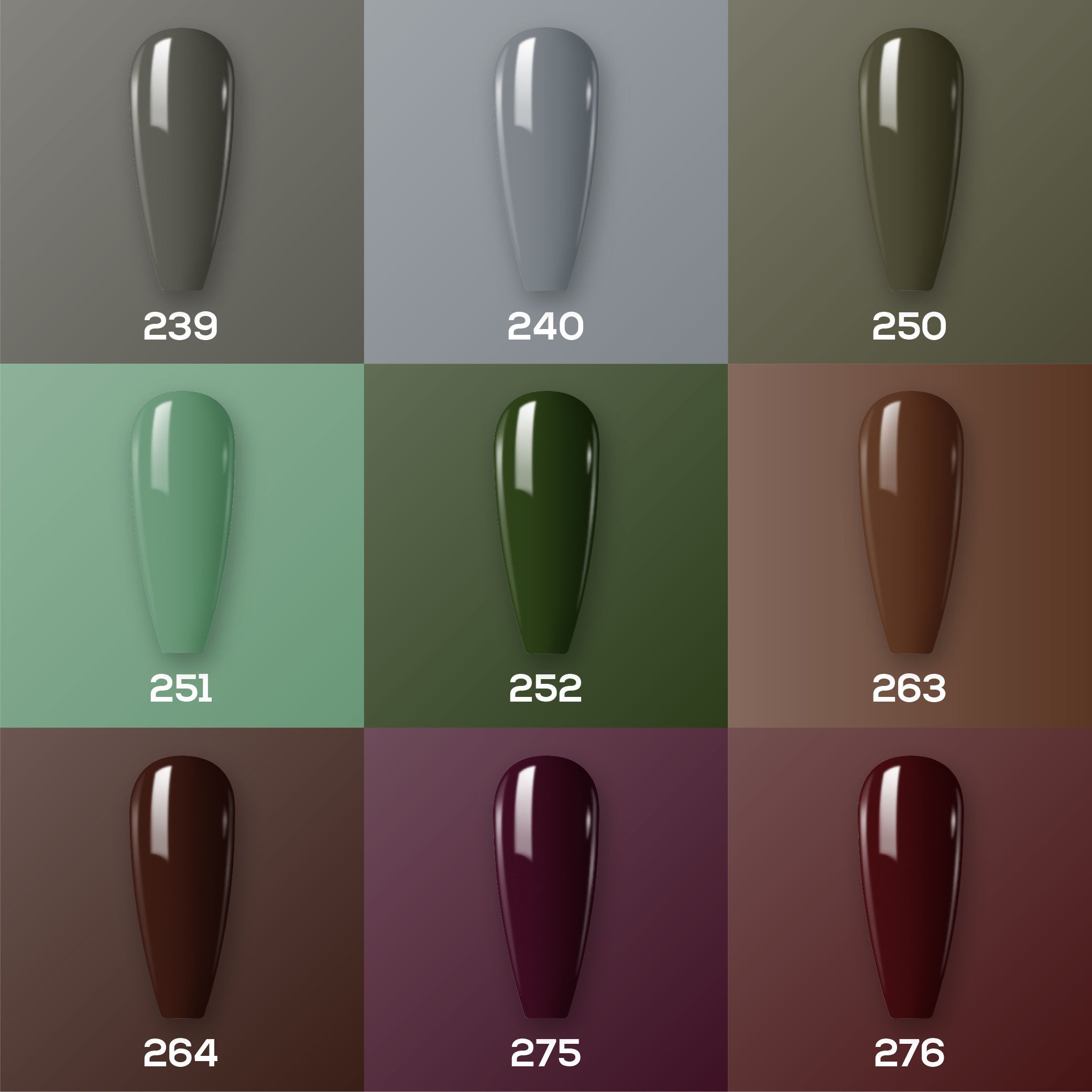 9 Lavis Holiday Gel Nail Polish Collection - SET 19 - 239; 240; 250; 251; 252; 263; 264; 275; 276