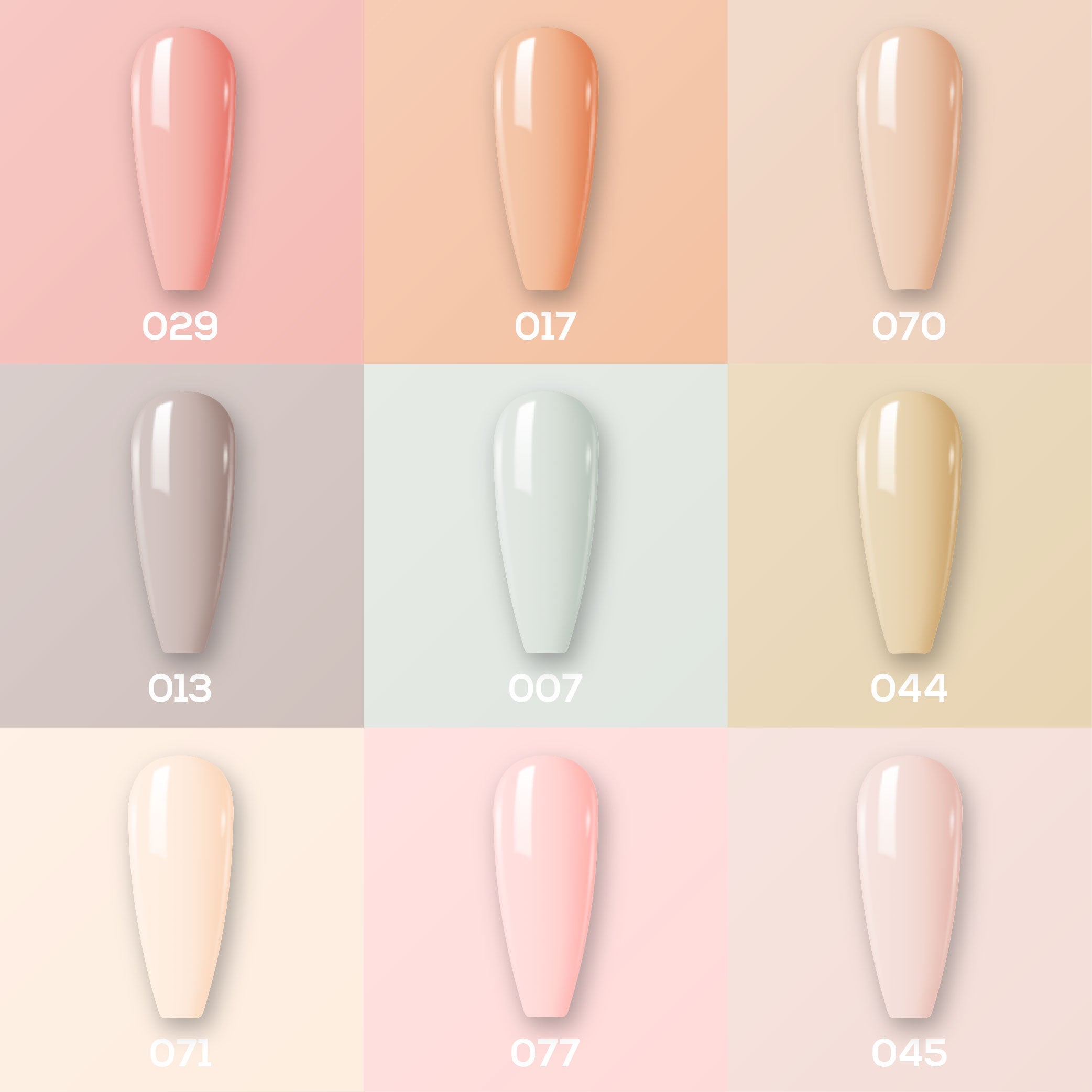 9 Lavis Holiday Gel Nail Polish Collection - SET 2 - 029; 017; 070; 013; 007; 044; 071; 077; 045