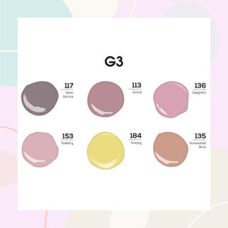 Lavis Nude Pastel 2022 Collection Gel Set 3: 6 Gel Polishes, 1 Base Gel, 1 Top Gel, 1 Protein Bond & Primer - 117; 113; 136; 153; 184; 135