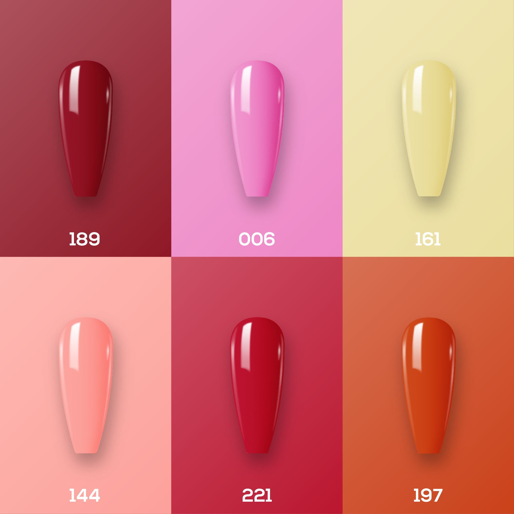 Lavis Gel Summer Color Set G3 (6 colors) : 189, 006, 161, 144, 221, 197