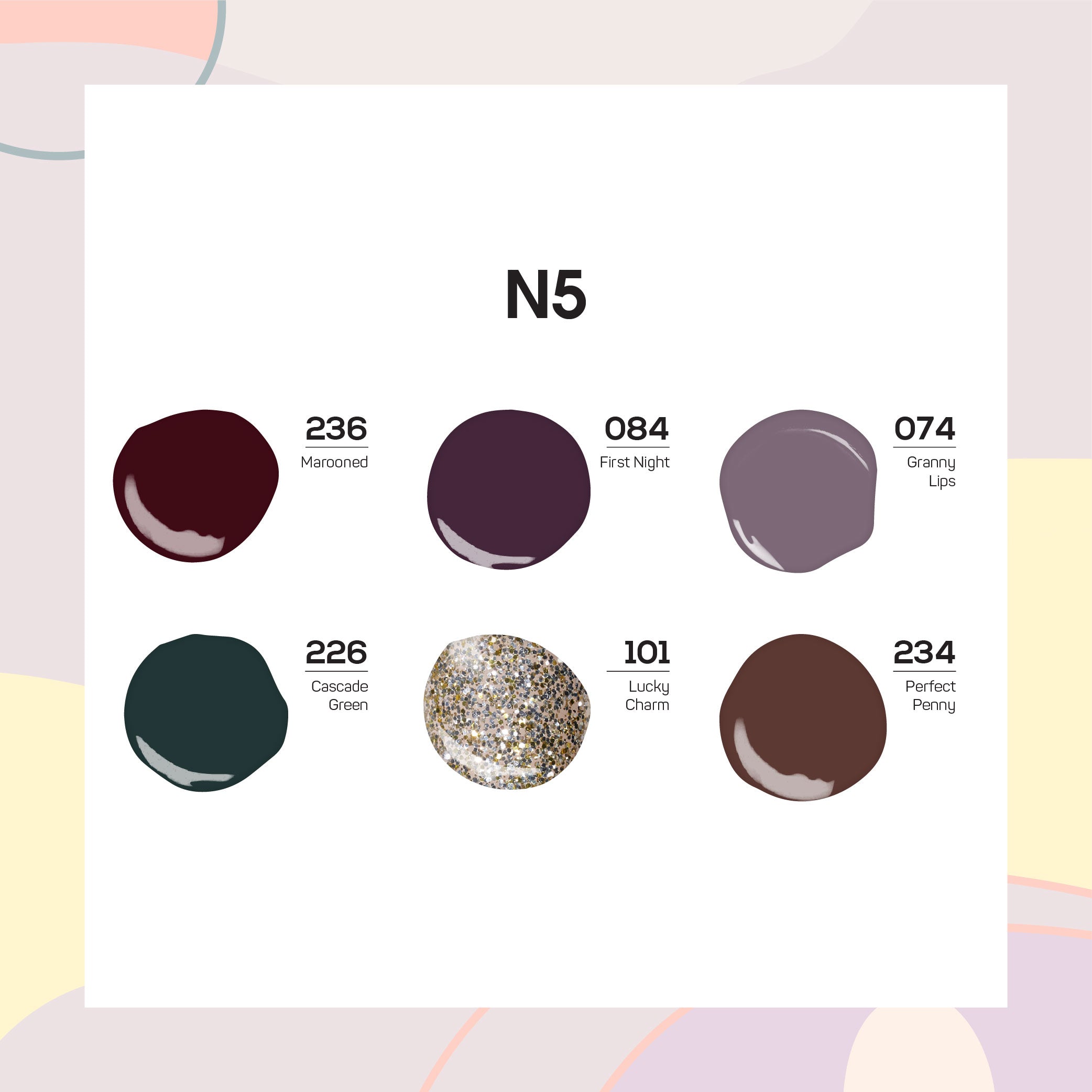 Lavis Healthy Nail Lacquer  Set N5 (6 colors) : 236, 084, 074, 226, 101, 234