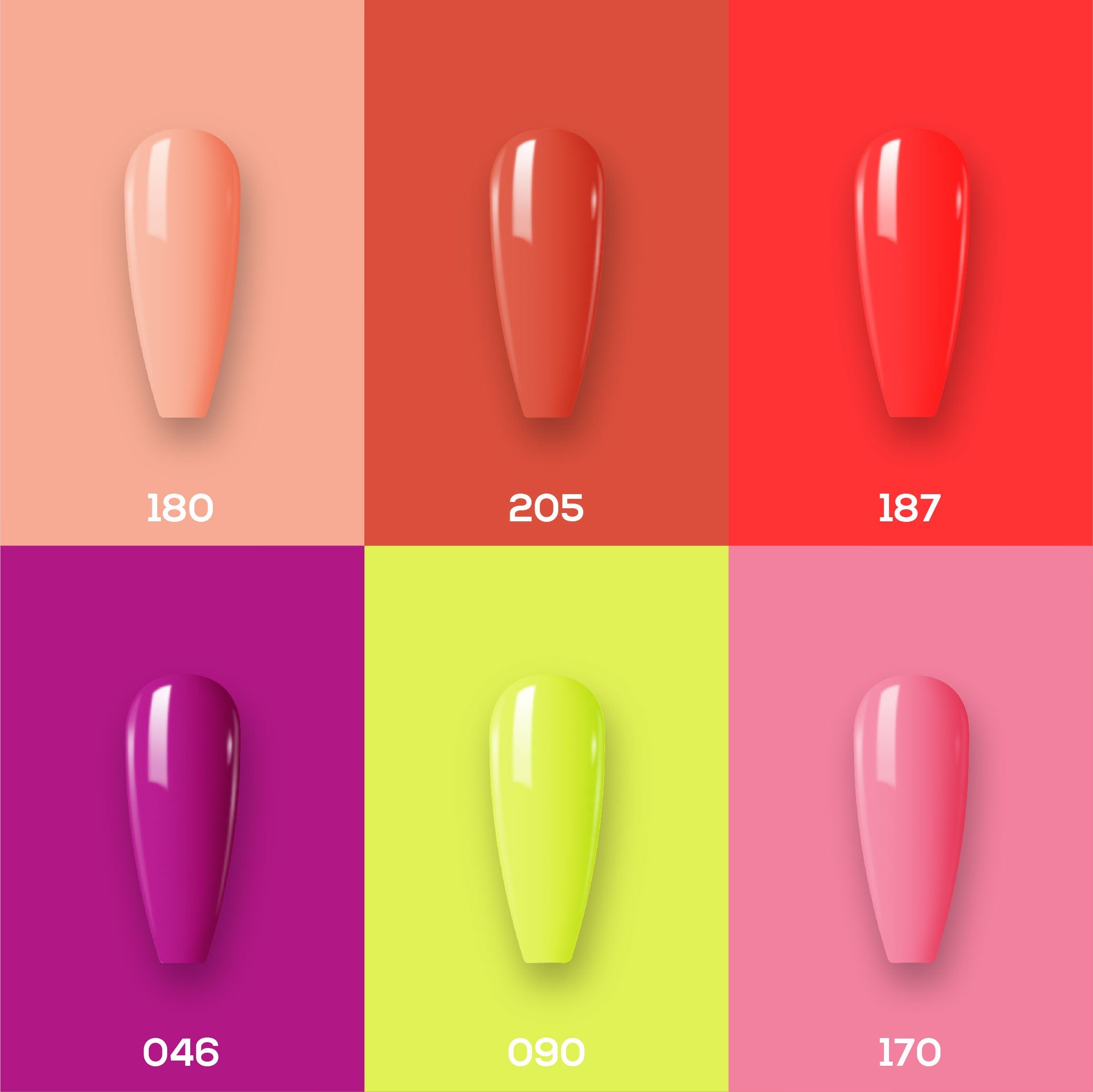 Lavis Gel Summer Color Set G5 (6 colors) : 180, 205, 187, 046, 090, 170