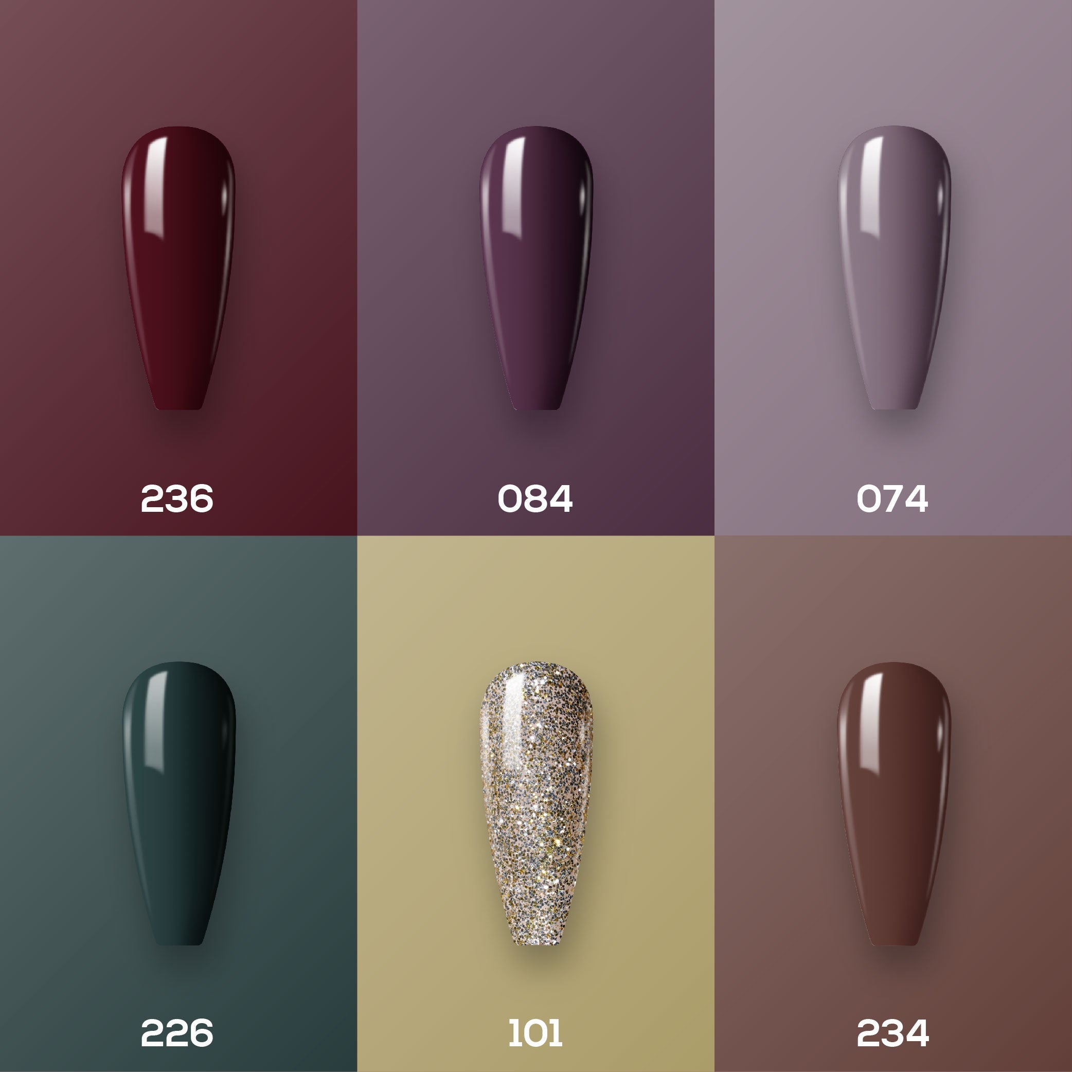 Lavis Healthy Nail Lacquer  Set N5 (6 colors) : 236, 084, 074, 226, 101, 234