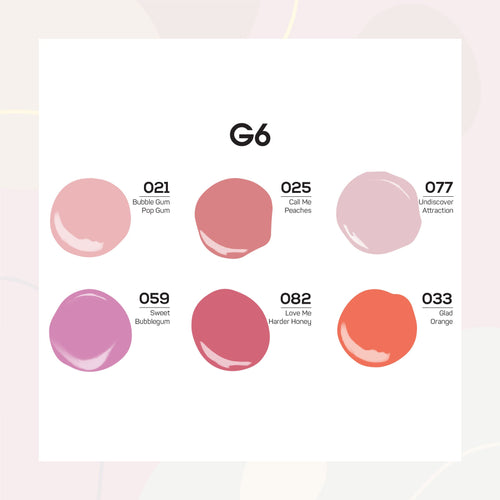 Lavis Gel Color Set G6 (6 colors) : 21, 25, 77, 59, 82, 33