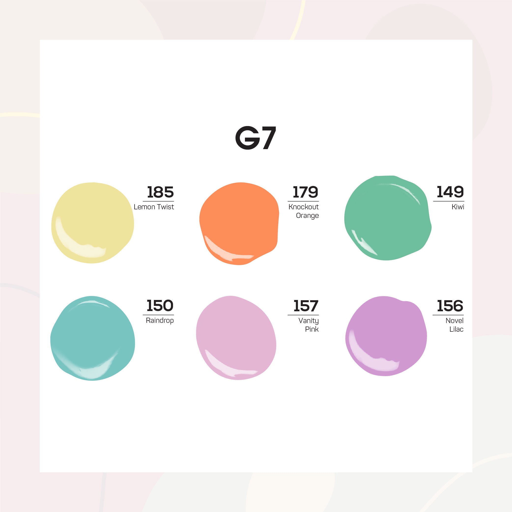 Lavis Gel Summer Color Set G7 (6 colors) : 185, 179, 149, 150, 157, 156