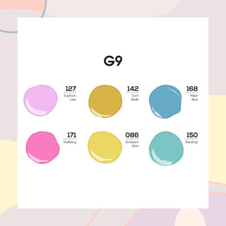 Lavis Summer Collection Gel Set 9: 6 Gel Polishes, 1 Base Gel, 1 Top Gel, 1 Protein Bond & Primer - 127; 142; 168; 171; 086; 150