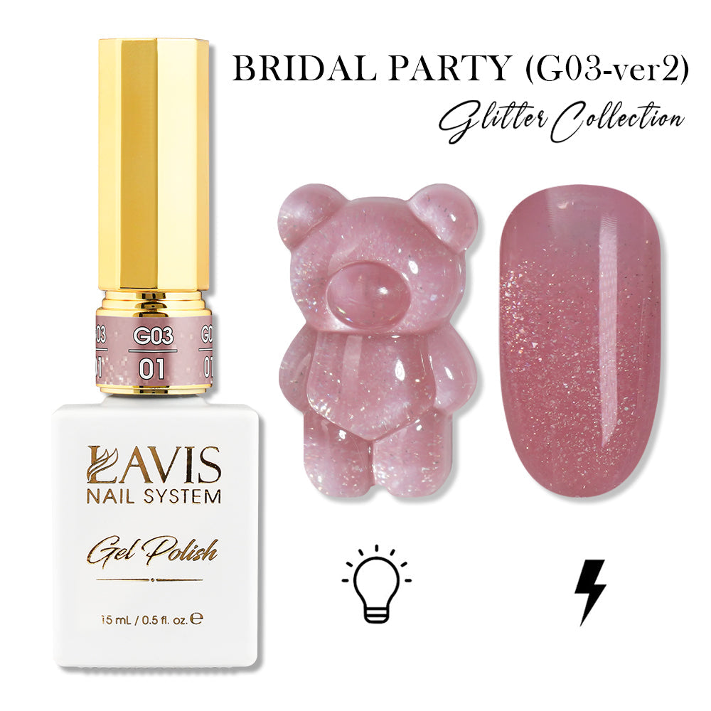 LAVIS 01 (G03-ver2) - Gel Polish 0.5 oz - Bridal Party Glitter Collection