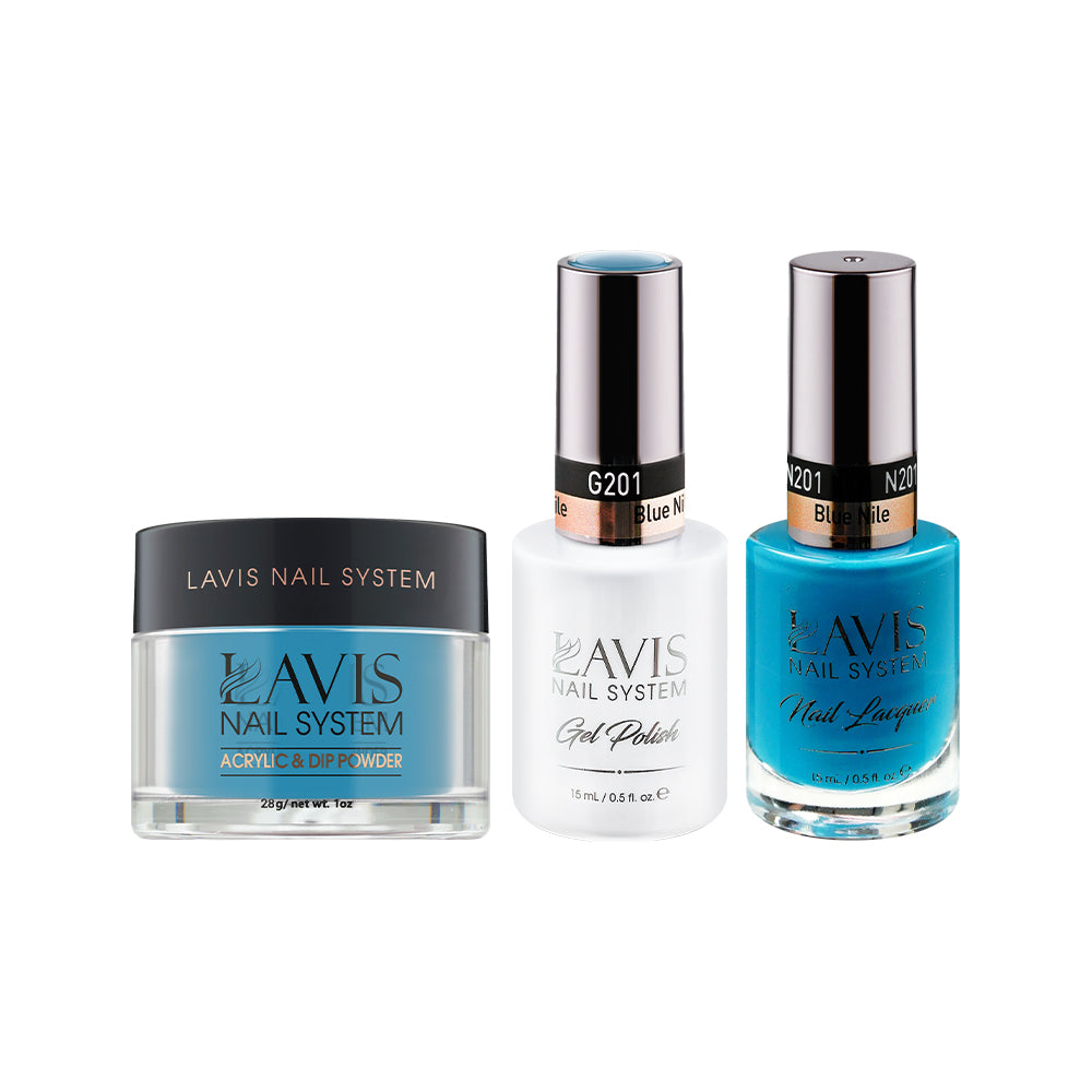 LAVIS 3 in 1 - 201 Blue Nile - Acrylic & Dip Powder (1oz), Gel & Lacquer