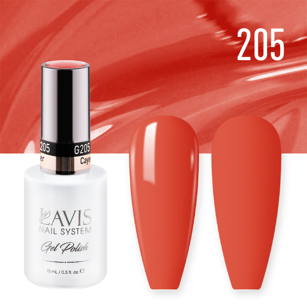 LAVIS 205 Cayenne Pepper - Gel Polish & Matching Nail Lacquer Duo Set - 0.5oz