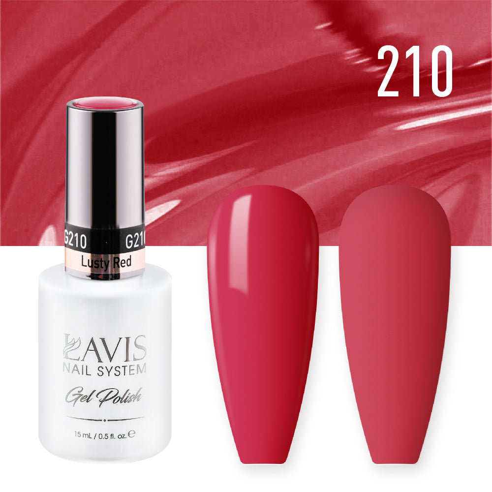 LAVIS 210 Lusty Red - Gel Polish & Matching Nail Lacquer Duo Set - 0.5oz