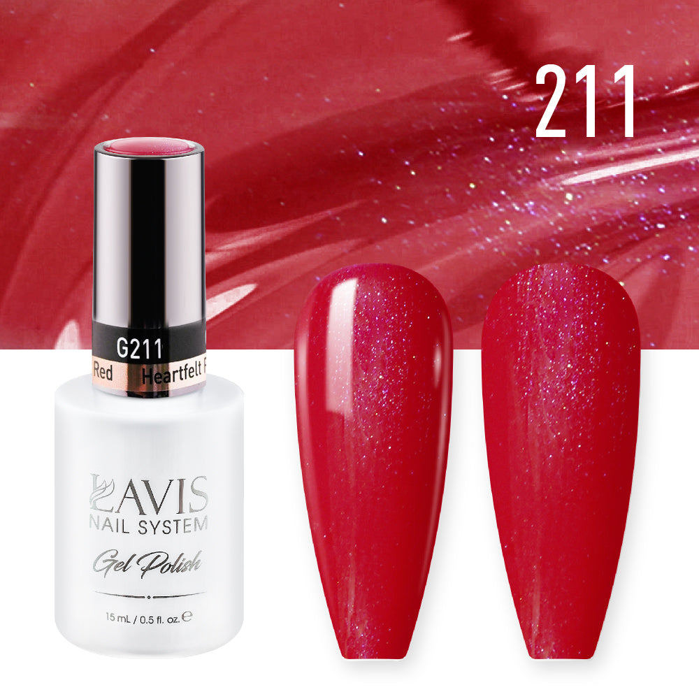 LAVIS 211 Heartfelt Red - Gel Polish & Matching Nail Lacquer Duo Set - 0.5oz