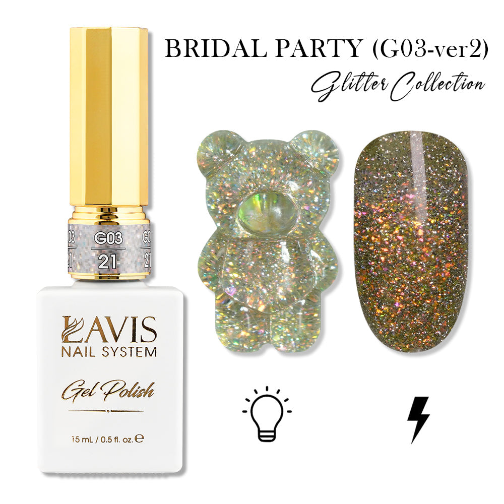 LAVIS Set 24 (G03-ver2) - Gel Polish 0.5 oz - Bridal Party Glitter Collection