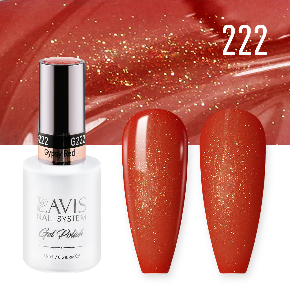 LAVIS 222 Gypsy Red - Gel Polish & Matching Nail Lacquer Duo Set - 0.5oz