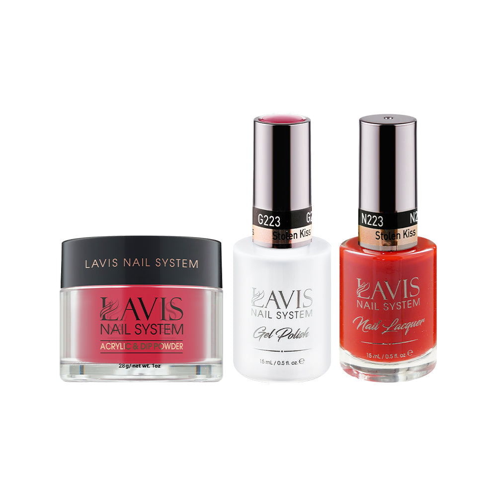 LAVIS 3 in 1 - 223 Stolen Kiss - Acrylic & Dip Powder (1oz), Gel & Lacquer