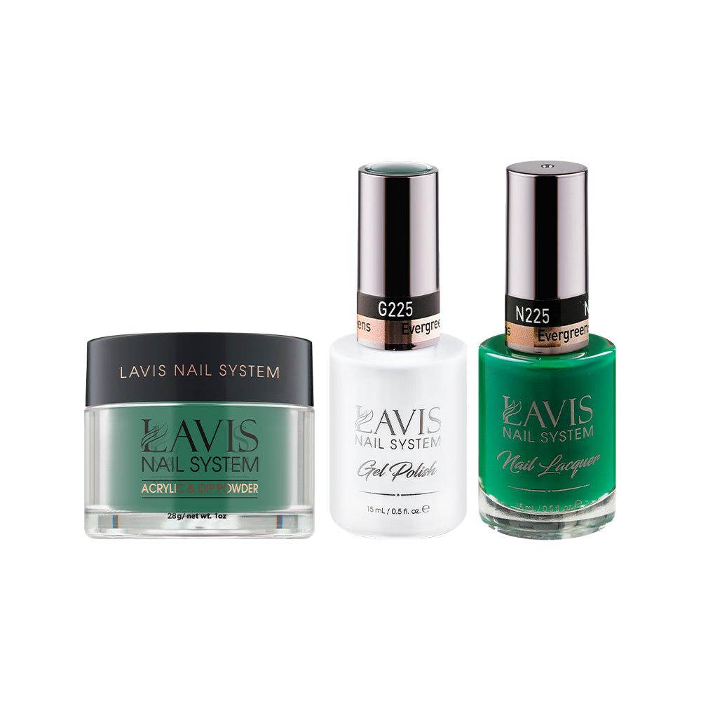 LAVIS 3 in 1 - 225 Evergreens - Acrylic & Dip Powder (1oz), Gel & Lacquer