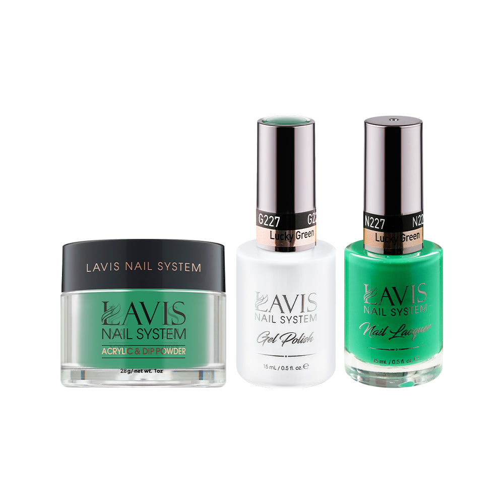 LAVIS 3 in 1 - 227 Lucky Green - Acrylic & Dip Powder (1oz), Gel & Lacquer