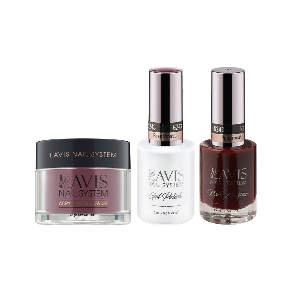 LAVIS 3 in 1 - 243 Passionate - Acrylic & Dip Powder (1oz), Gel & Lacquer