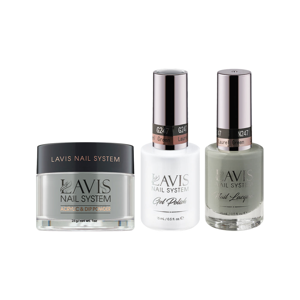 LAVIS 3 in 1 - 247 Laurel Green - Acrylic & Dip Powder (1oz), Gel & Lacquer