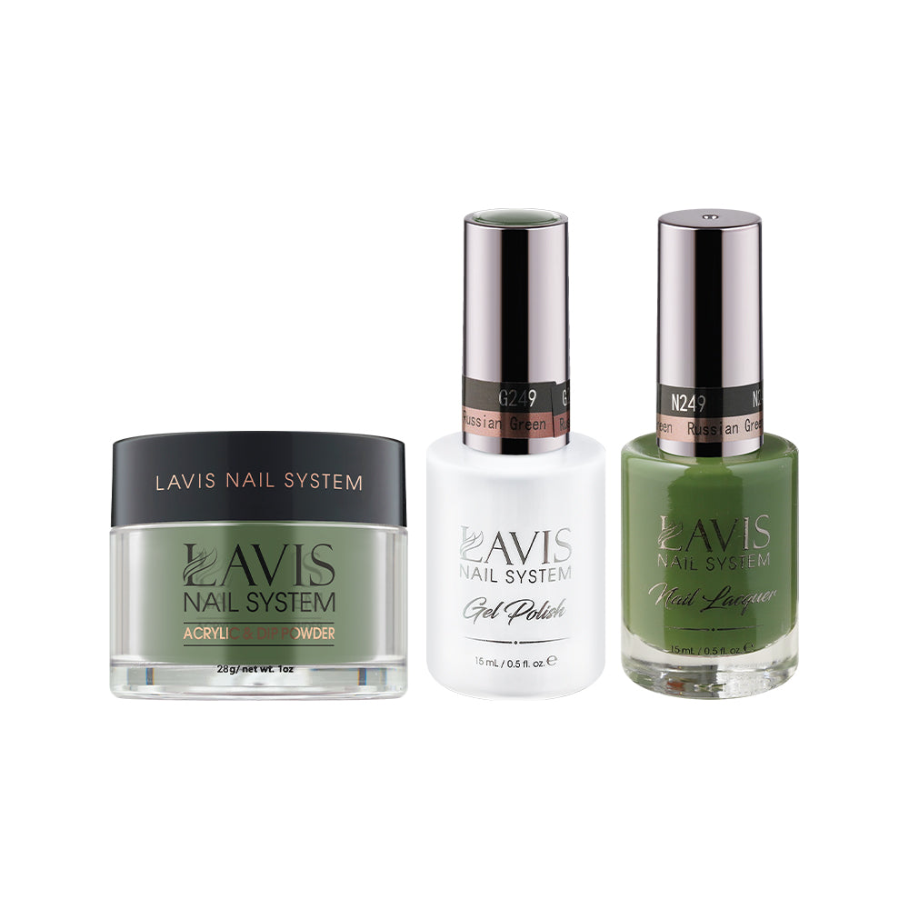 LAVIS 3 in 1 - 249 Russian Green - Acrylic & Dip Powder (1oz), Gel & Lacquer